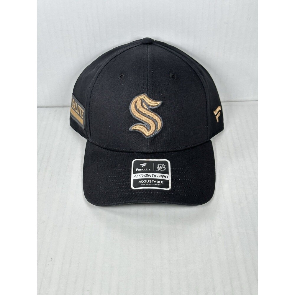 Fanatics NHL Seattle Kraken Military Appreciation Adjustable Black Hat NWT